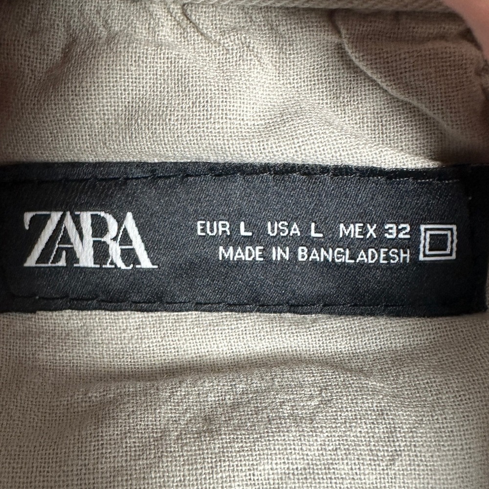 Zara Pants Mens Large DNWR Khaki Beige Casual Chino Straight Leg Elastic Waist - Picture 4 of 11